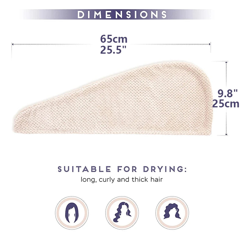 Solid color Absorbent Hair Towel Wrap