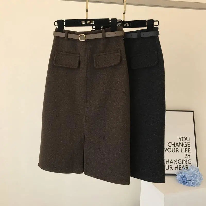 Long Slim Fit Skirt with Slit