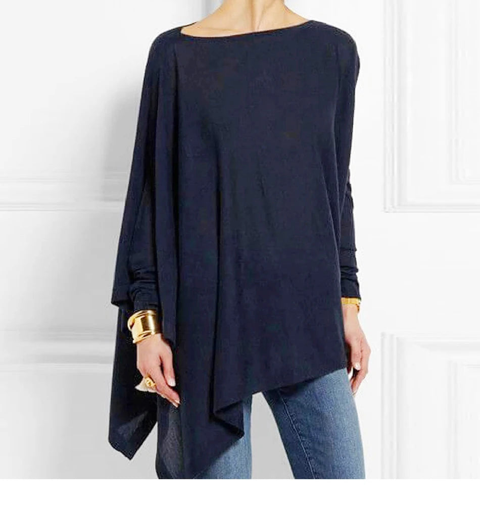 Cotton O Neck Long Sleeve Pullover Blouse