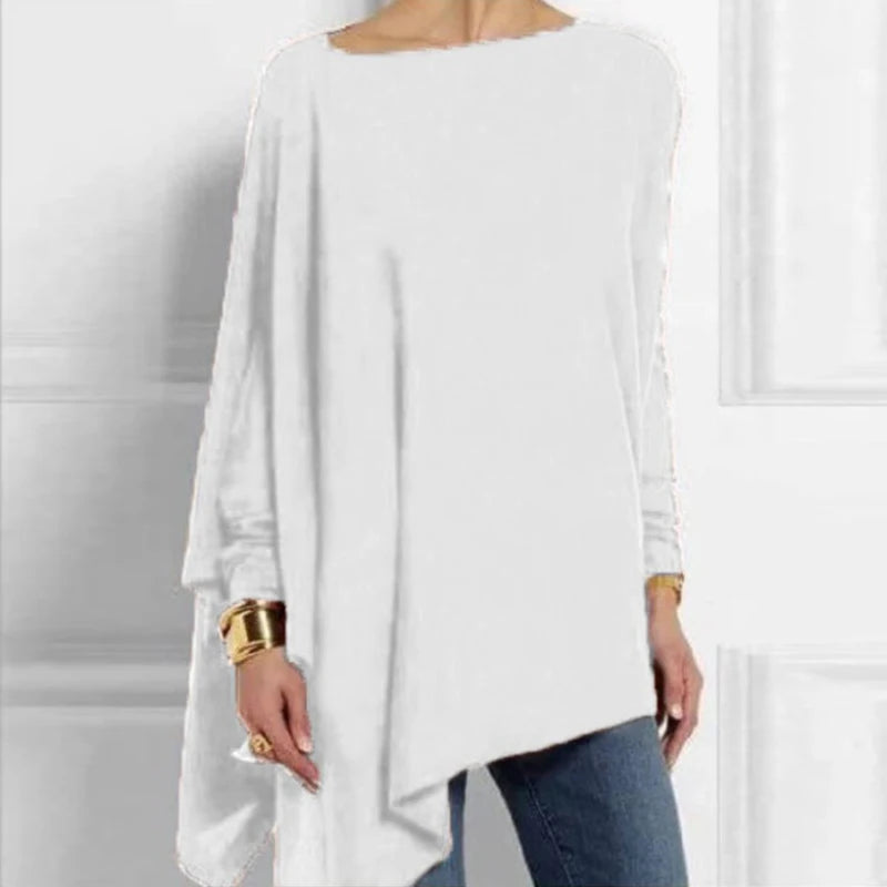 Cotton O Neck Long Sleeve Pullover Blouse