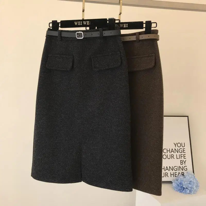 Long Slim Fit Skirt with Slit