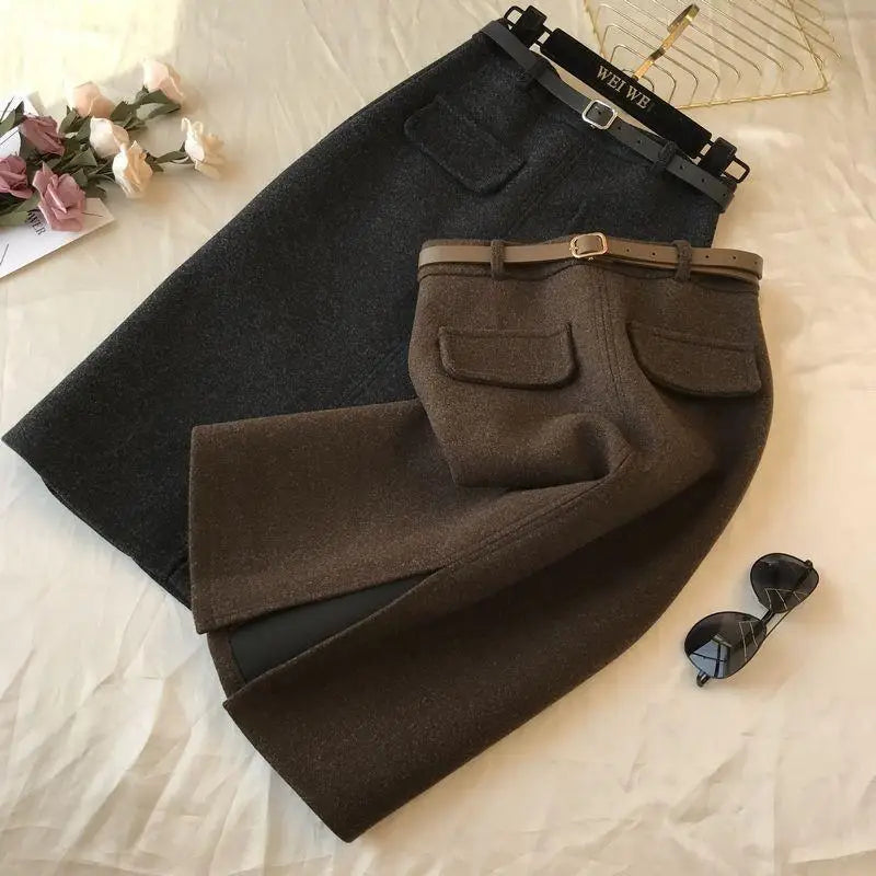 Long Slim Fit Skirt with Slit