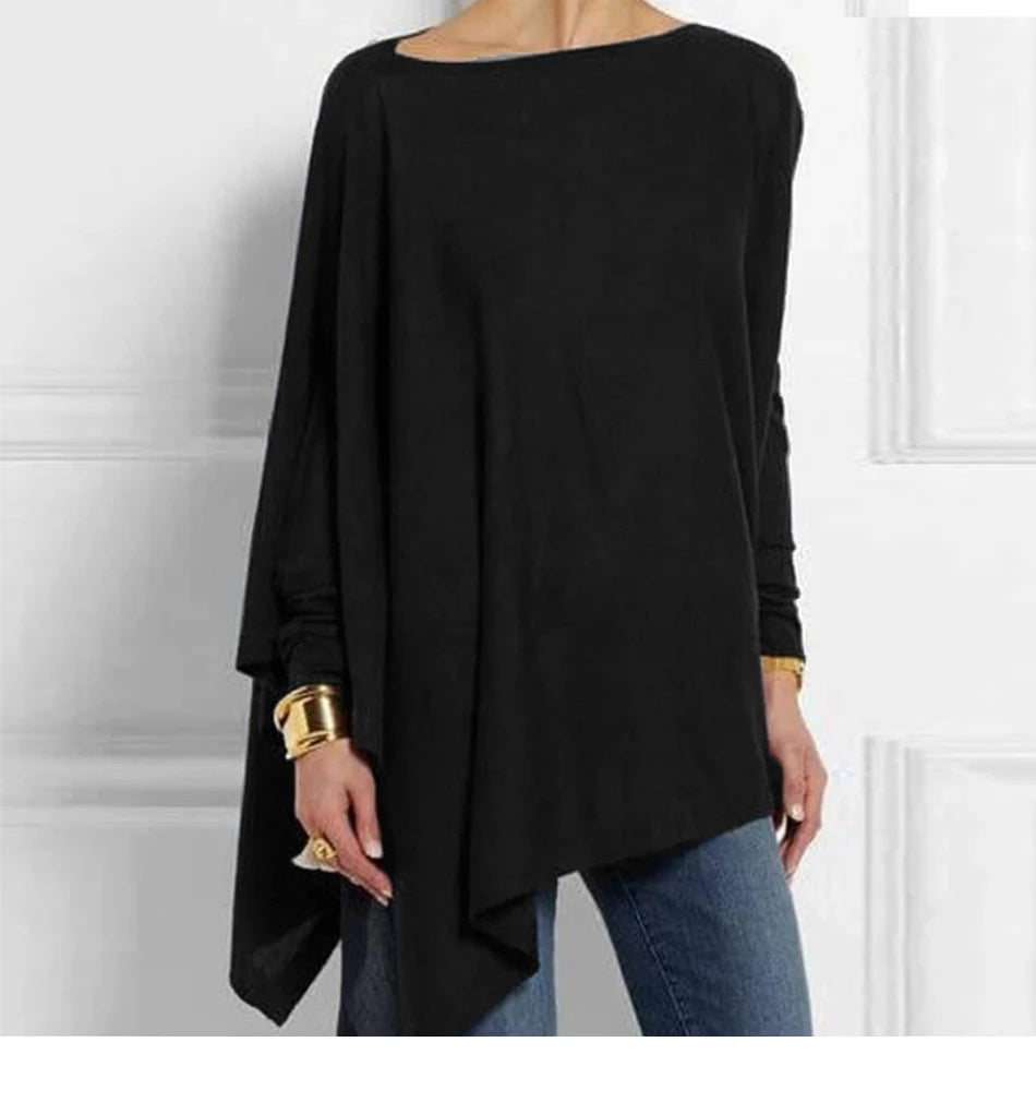 Cotton O Neck Long Sleeve Pullover Blouse
