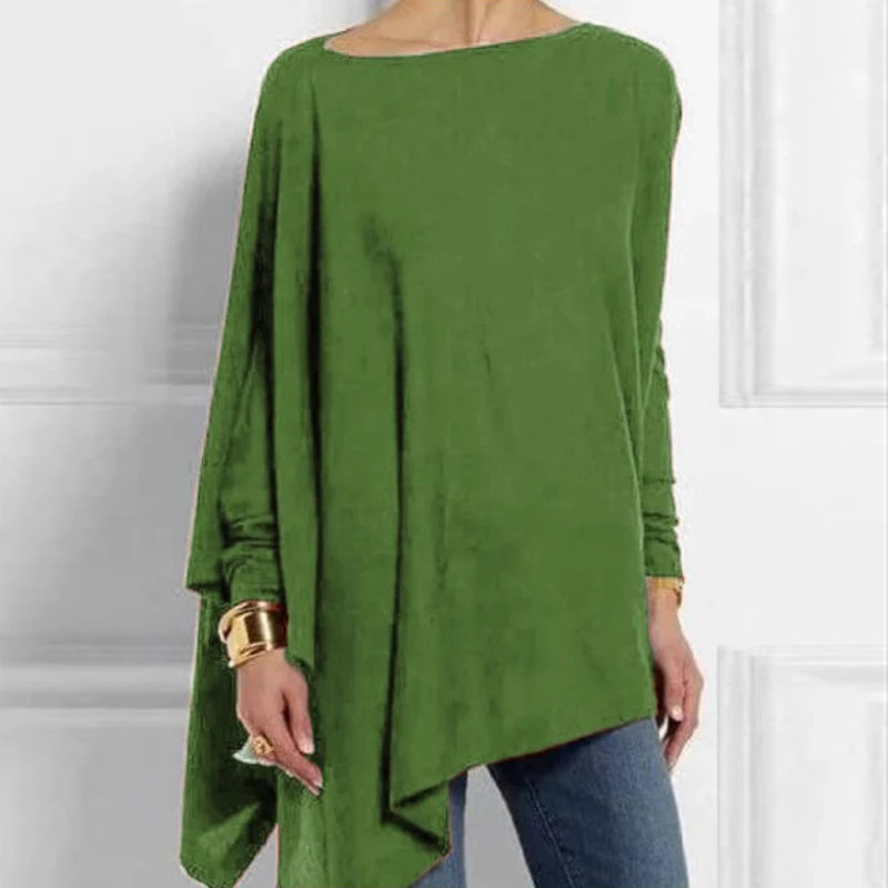 Cotton O Neck Long Sleeve Pullover Blouse