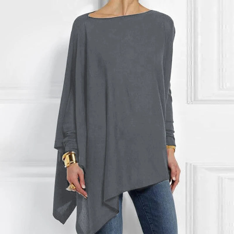 Cotton O Neck Long Sleeve Pullover Blouse