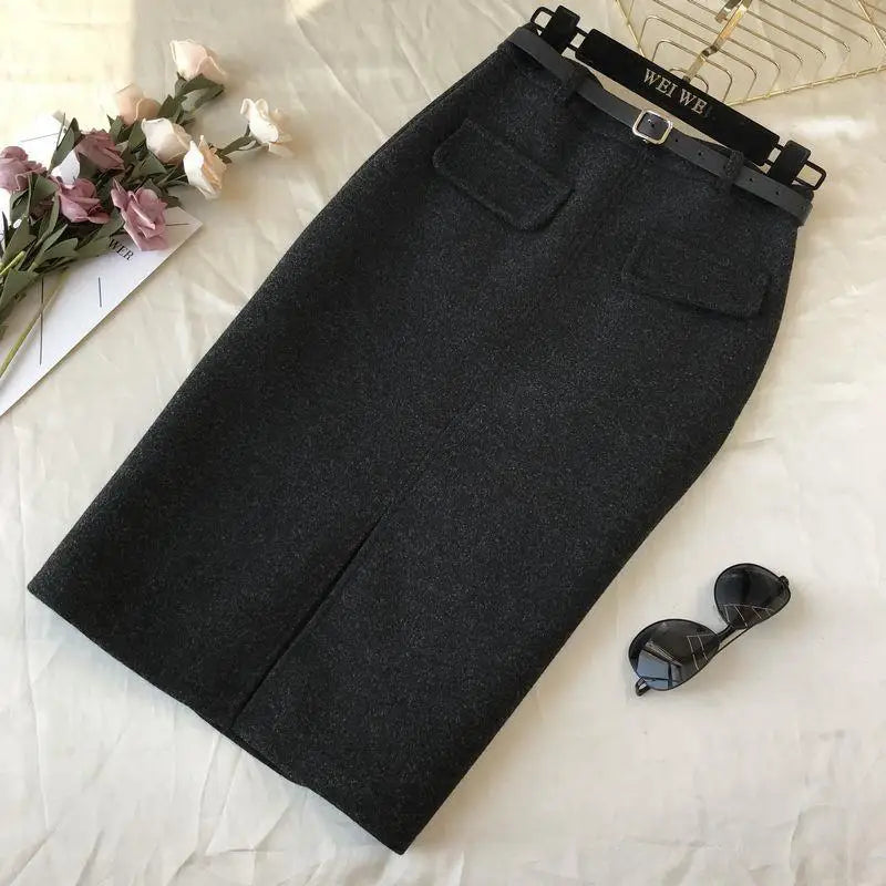 Long Slim Fit Skirt with Slit