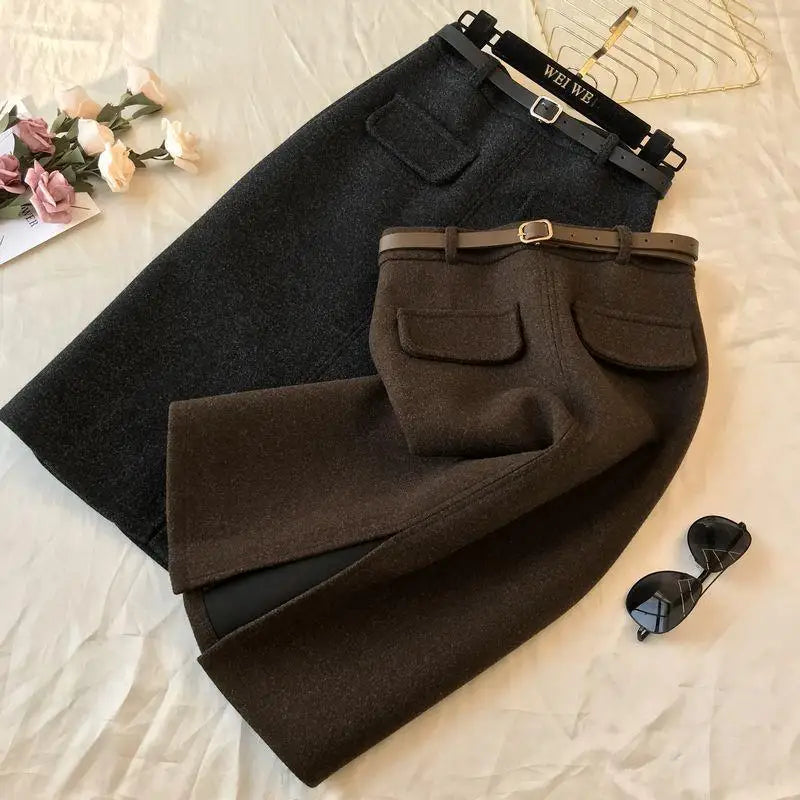Long Slim Fit Skirt with Slit
