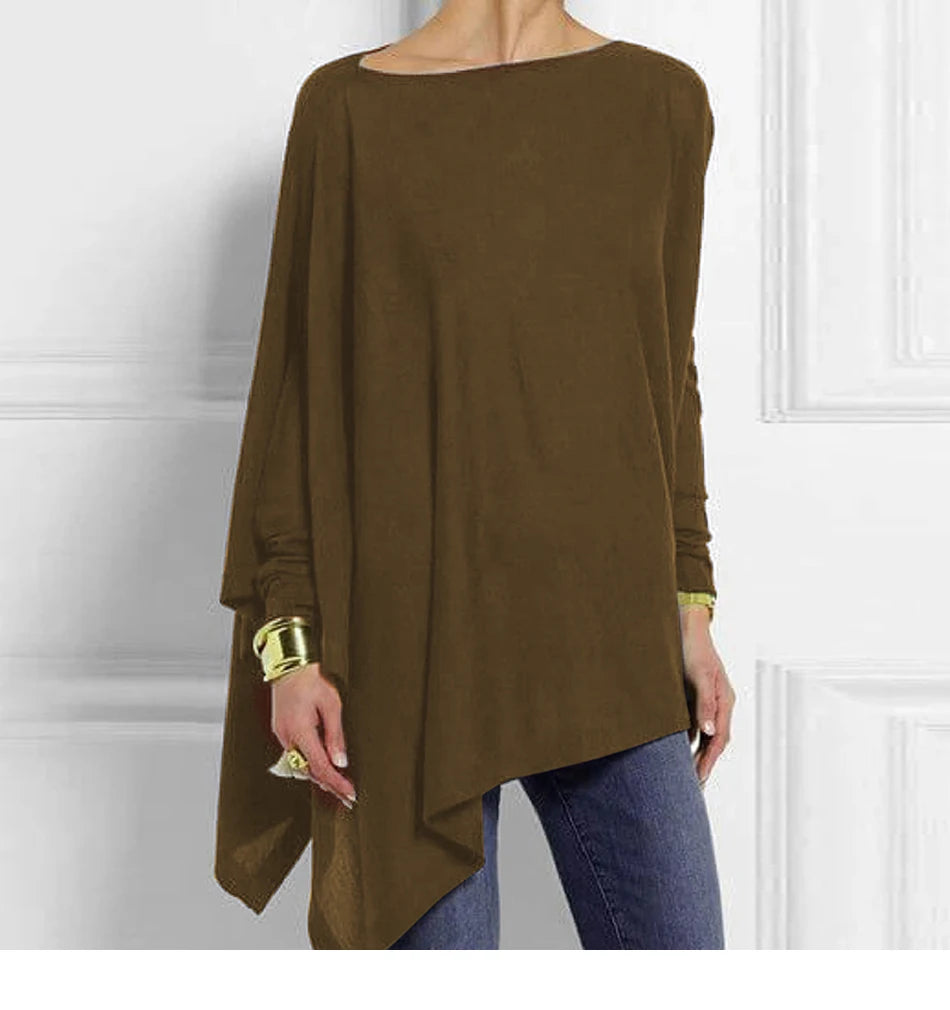 Cotton O Neck Long Sleeve Pullover Blouse