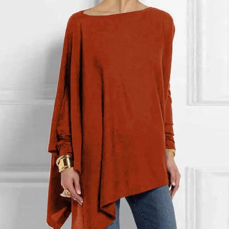 Cotton O Neck Long Sleeve Pullover Blouse