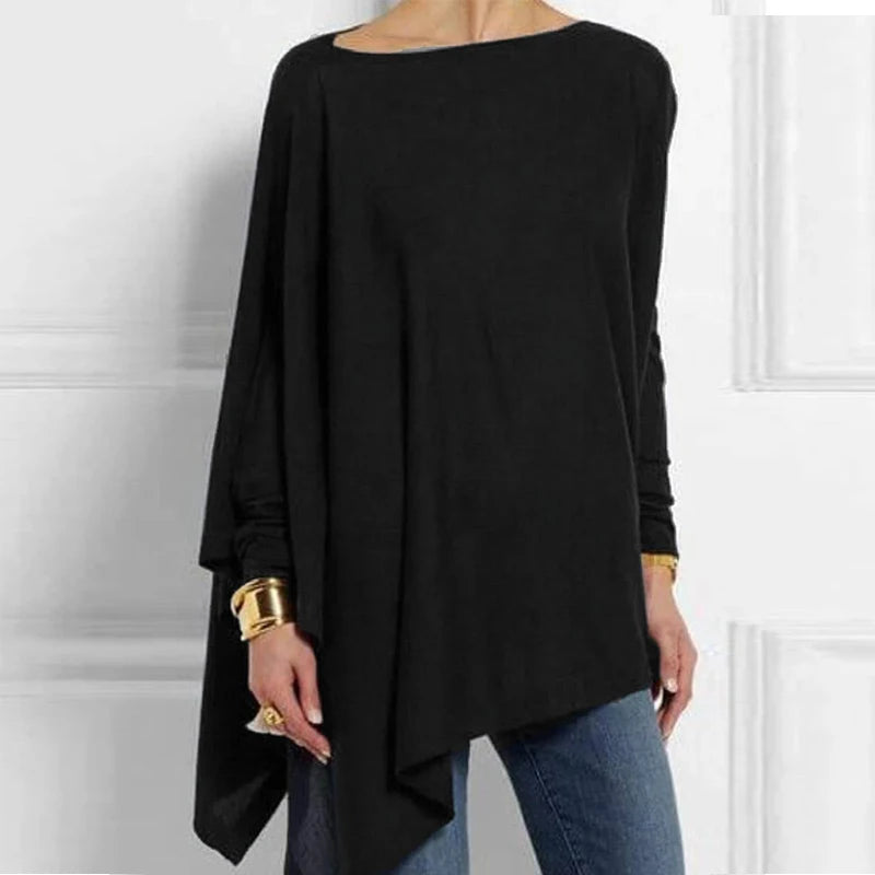 Cotton O Neck Long Sleeve Pullover Blouse