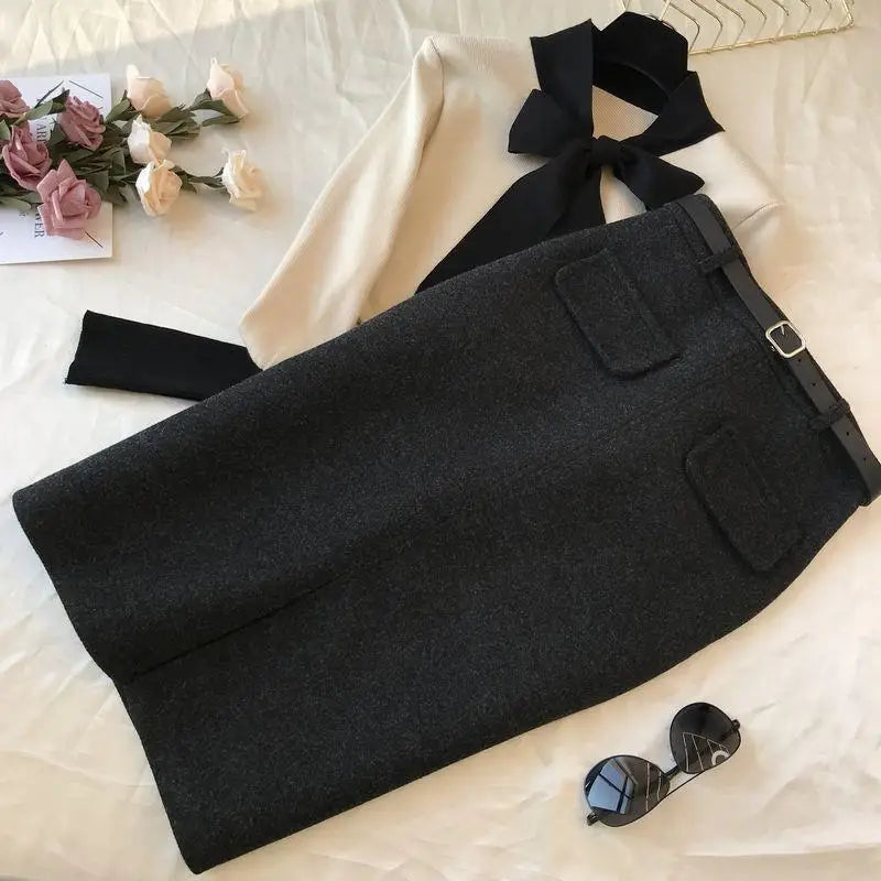 Long Slim Fit Skirt with Slit