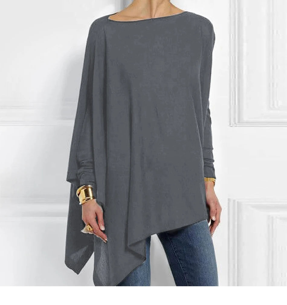 Cotton O Neck Long Sleeve Pullover Blouse