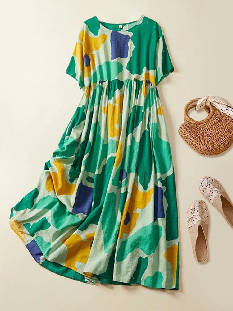 Plus Size Women's Boho Beach Floral Summer Dress