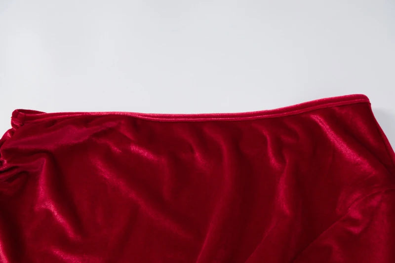Elegant Long Sleeve Velvet Evening Dress w/Slit