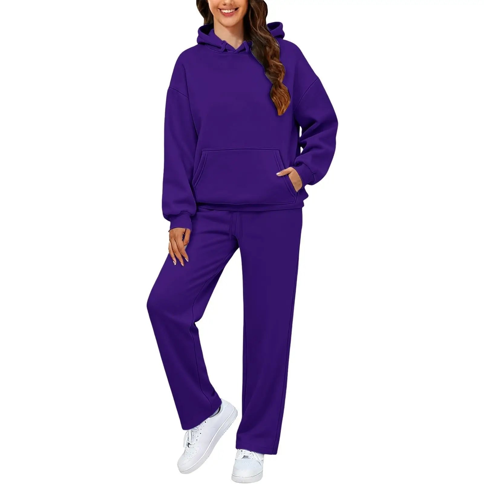 2 PiecePullover Tops And Wide Leg Pants Sweatsuit