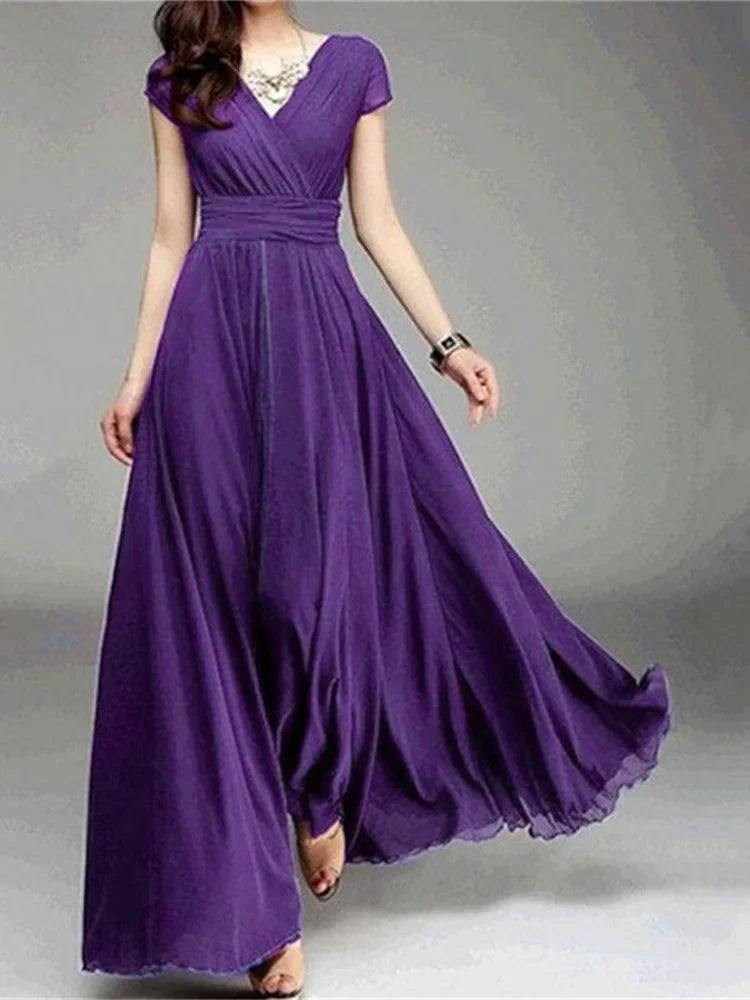 Women's Short Sleeve Chiffon Dress