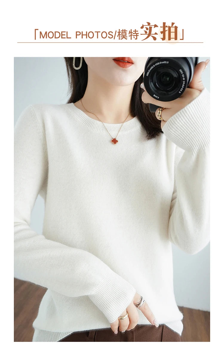 Cashmere Crew Neck Pullover Knit Sweater
