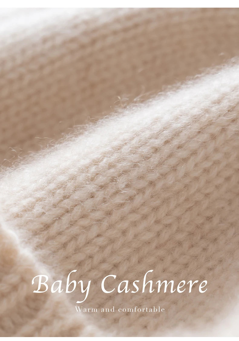 100% Cashmere Knitted Hat with Ear Protection
