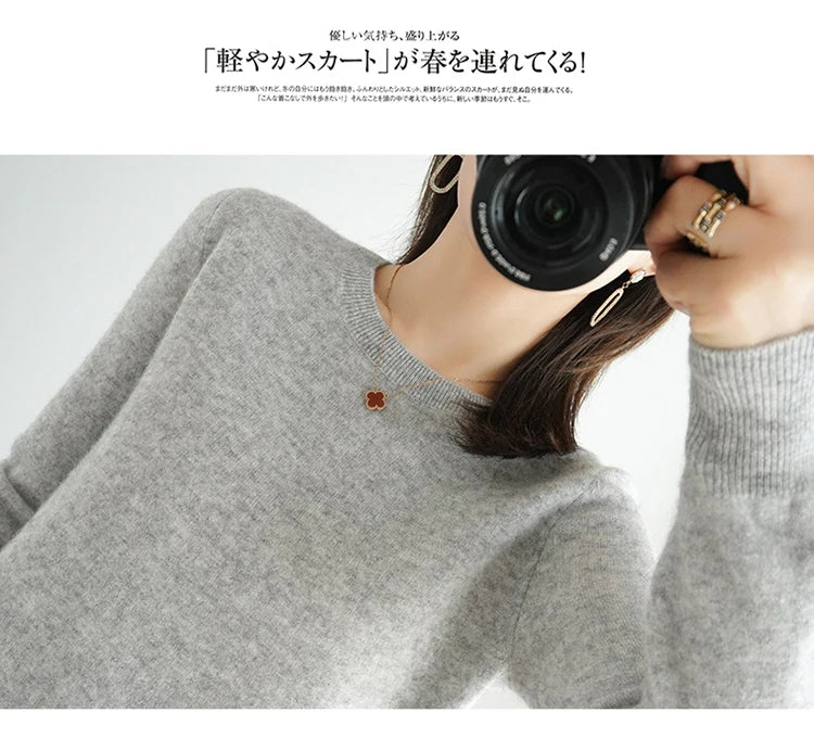 Cashmere Crew Neck Pullover Knit Sweater