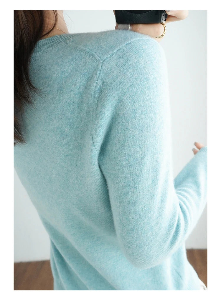 Cashmere Crew Neck Pullover Knit Sweater
