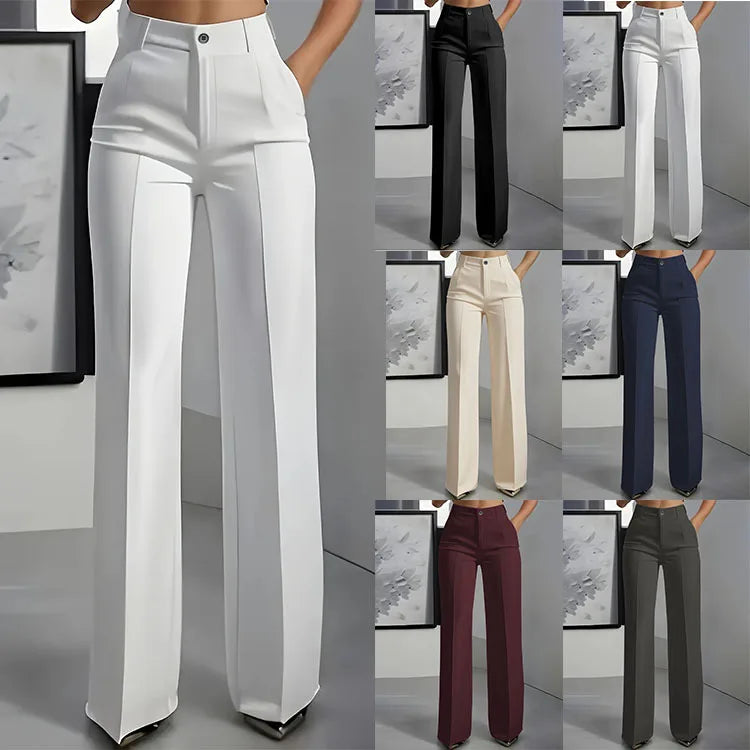 Hiigh-waisted, straight-cut, suit pants