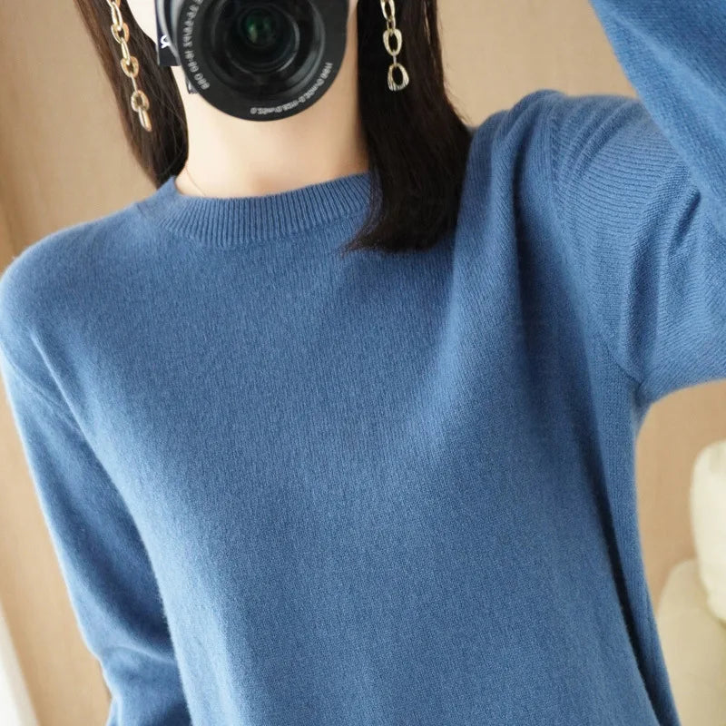 Cashmere Crew Neck Pullover Knit Sweater