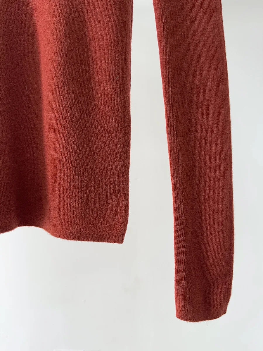 100% Wool Long Sleeve Mock Neck Sweater