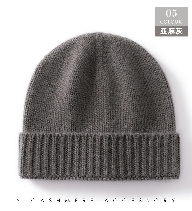 100% Cashmere Knitted Hat with Ear Protection