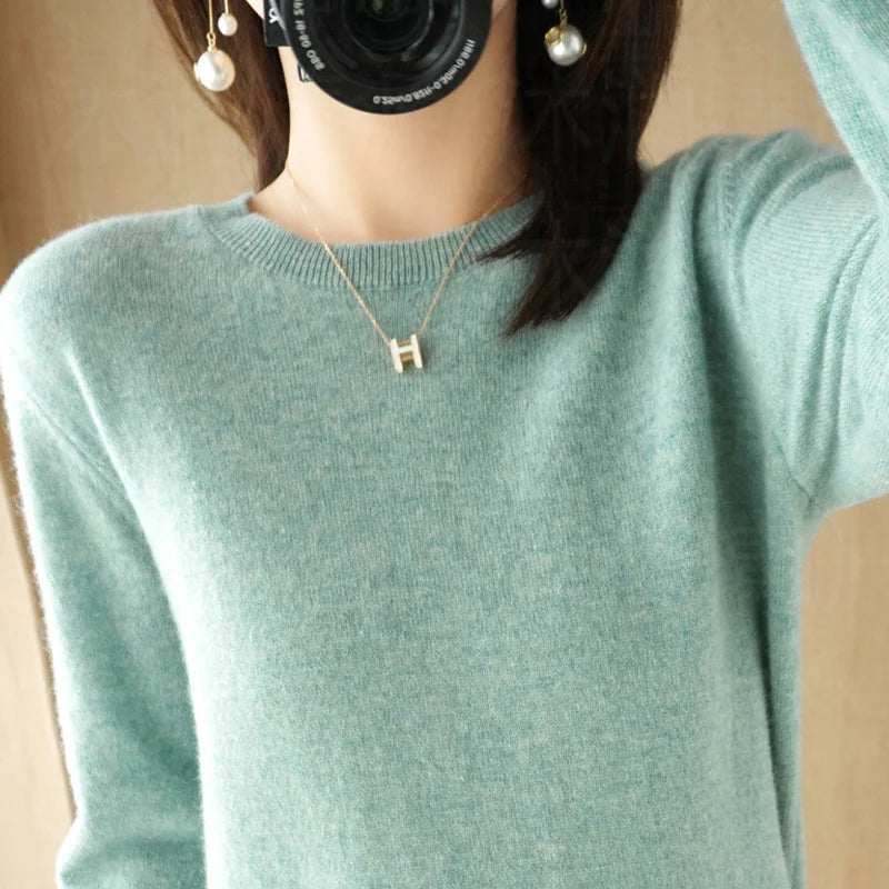 Cashmere Crew Neck Pullover Knit Sweater