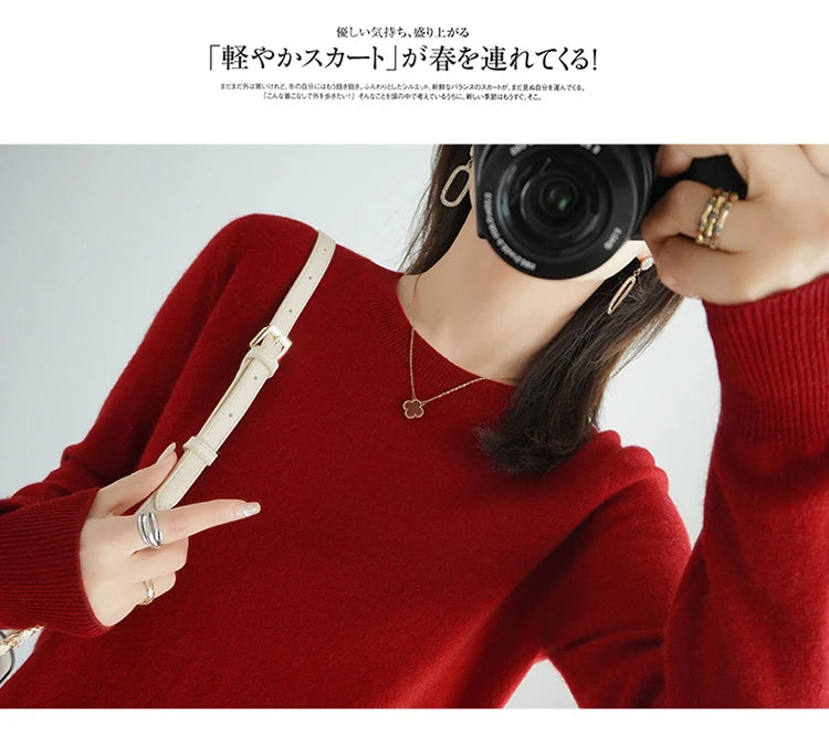 Cashmere Crew Neck Pullover Knit Sweater