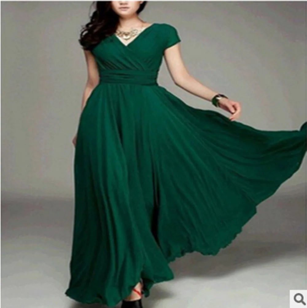 Women's Short Sleeve Chiffon Dress