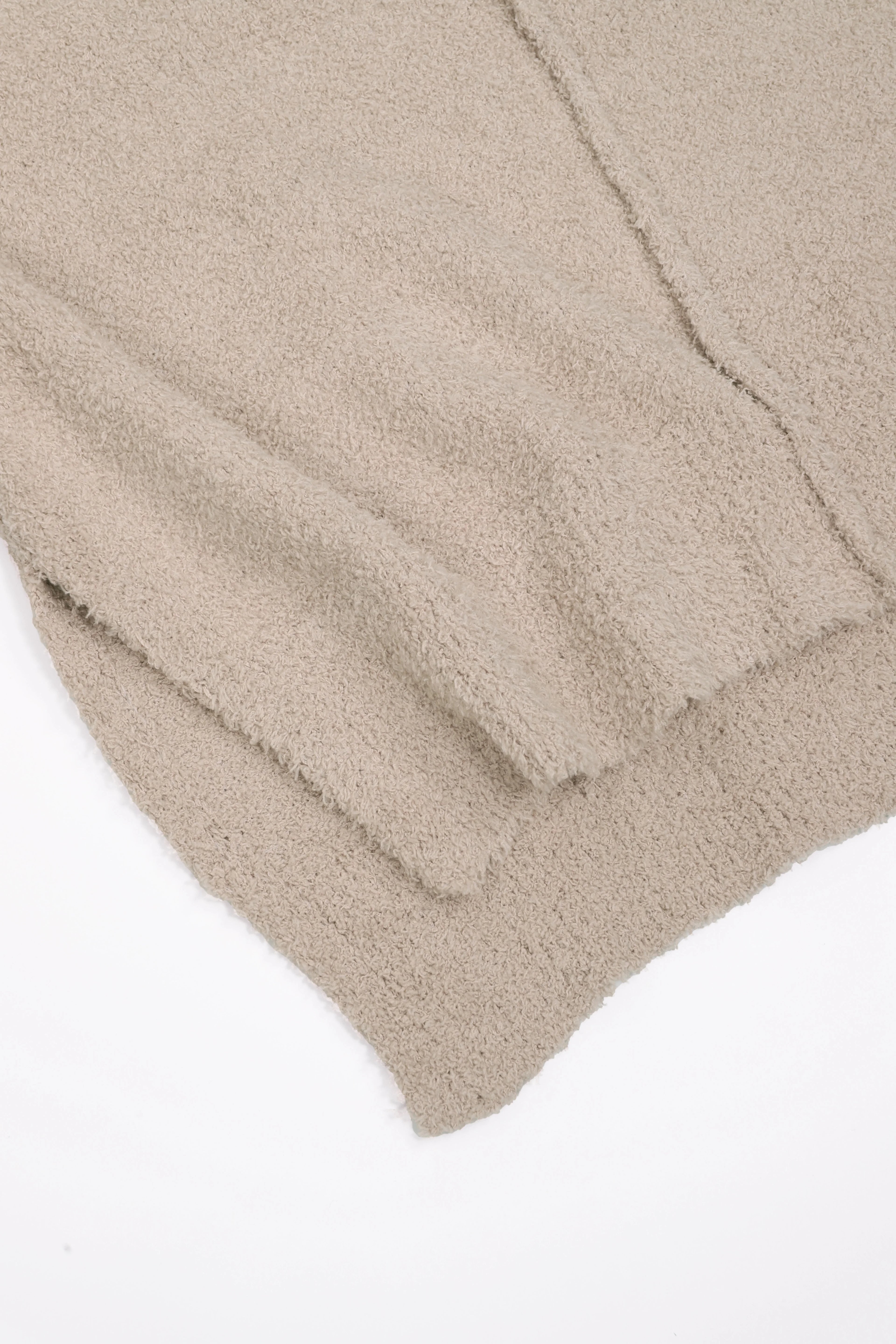 Beige Casual Oversized Knit Two-Piece Set with Half-Zip Sweater And Wide-Leg