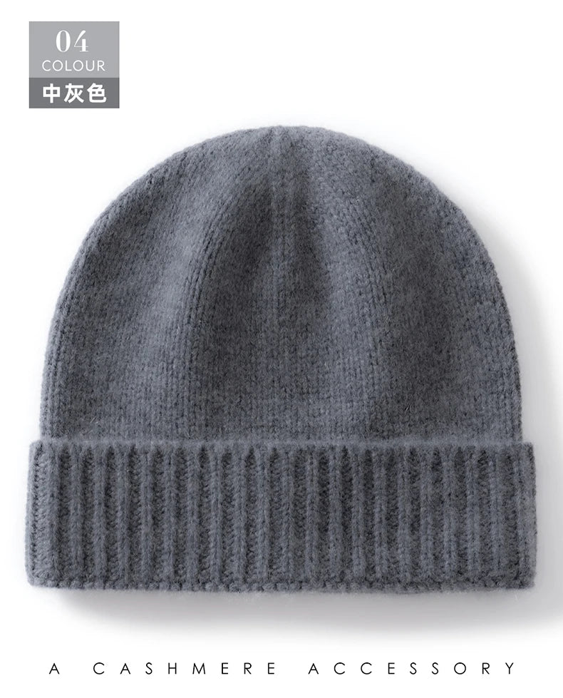 100% Cashmere Knitted Hat with Ear Protection