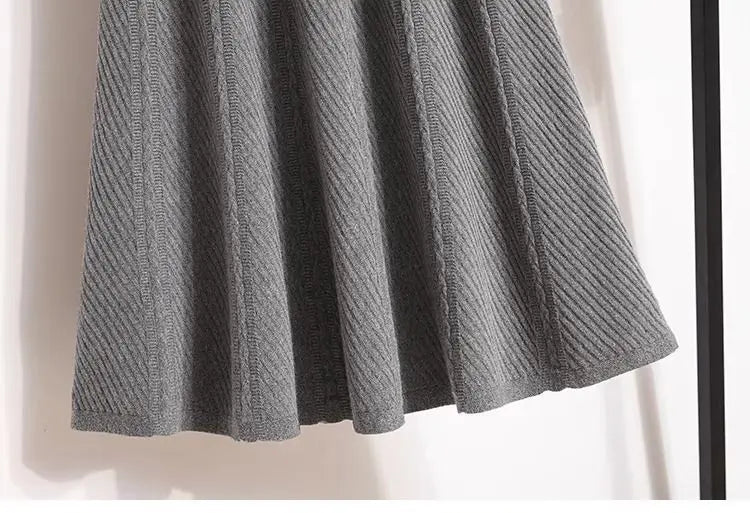 Knitted High-Waisted A-Line Skirt