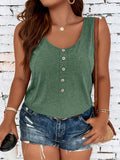 Plus Size Women's Solid Sleeveless Button Tank Top