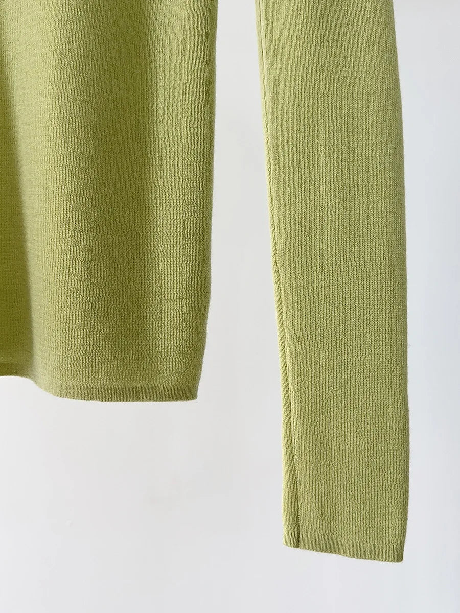 100% Wool Long Sleeve Mock Neck Sweater