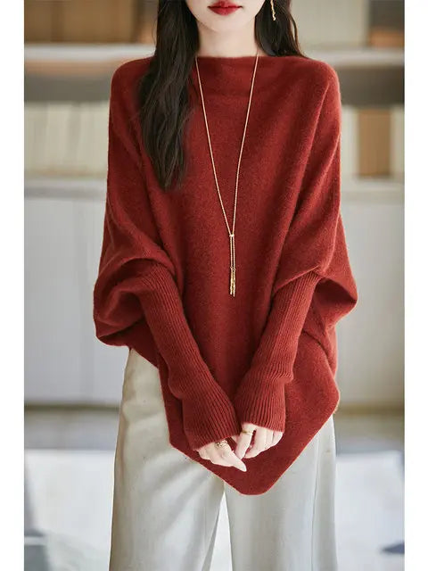 100% Merino Wool Triangle, Boat Neck Pullover Sweater