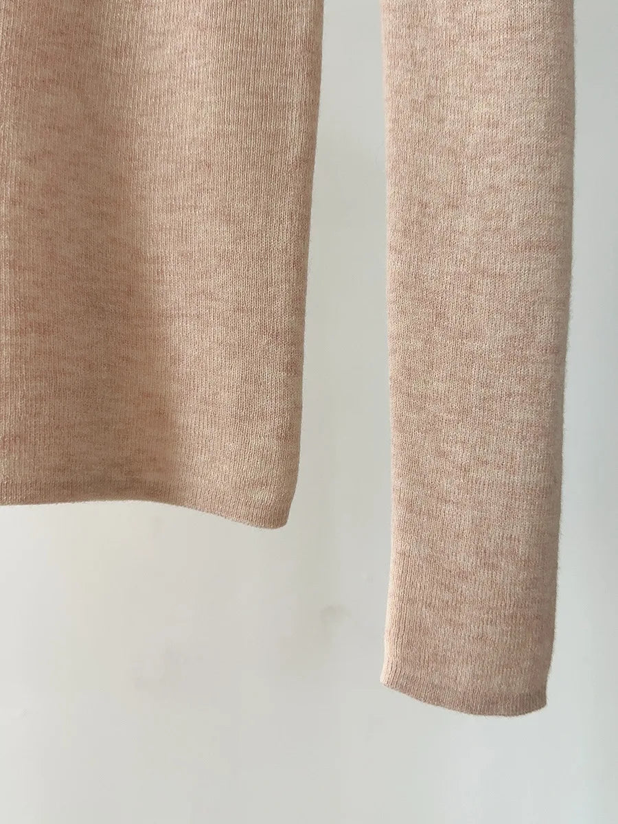 100% Wool Long Sleeve Mock Neck Sweater