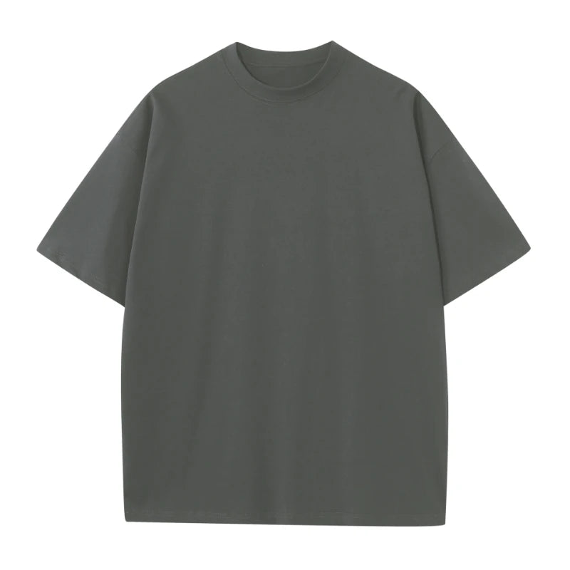Plus Size Heavy-weight Cotton Blend Crewneck Short-sleeve T-Shirt Shirt