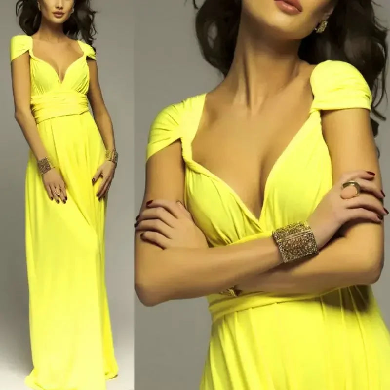 Women's V-neck Strappled Long Dress