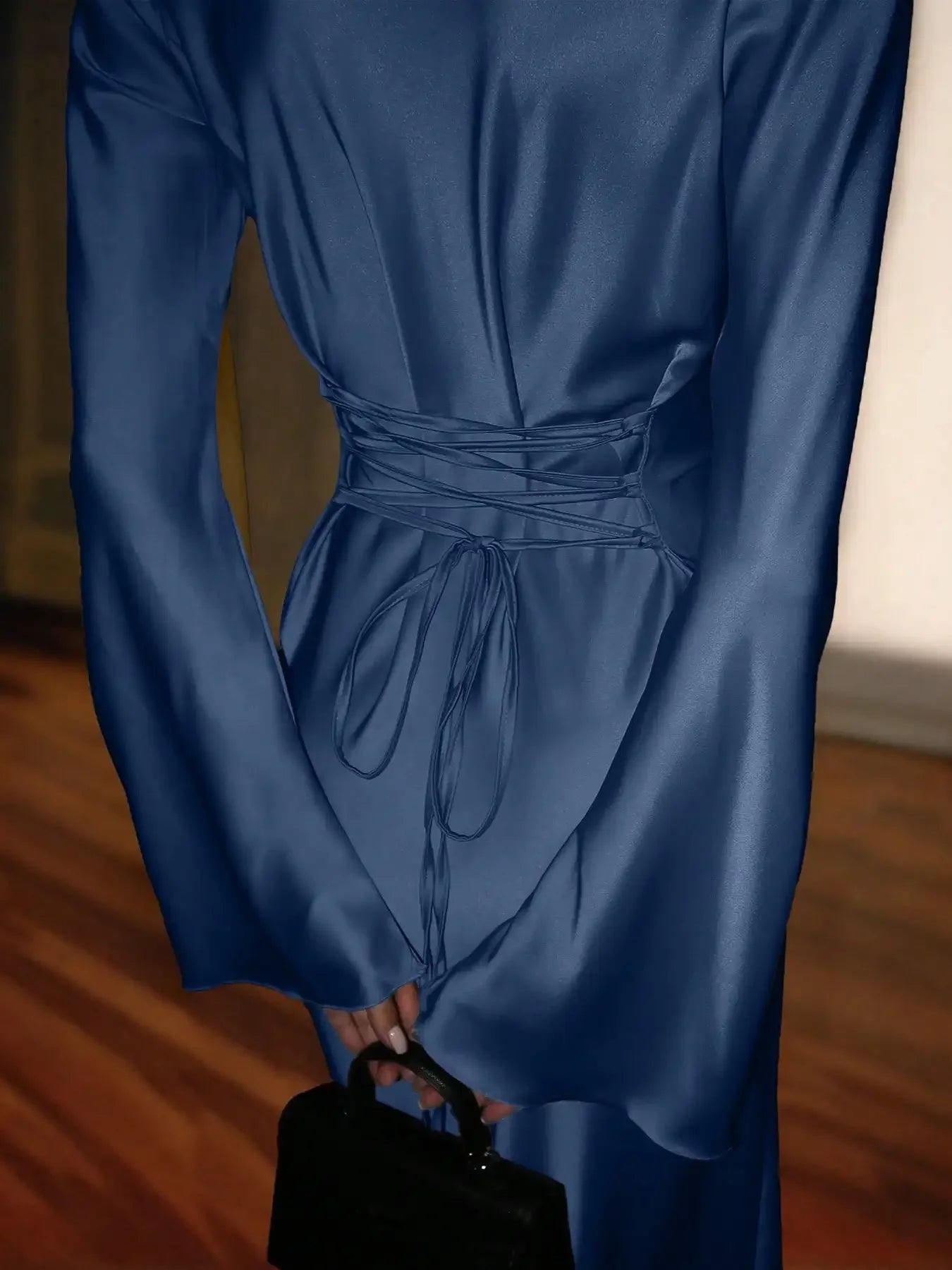 Satin Long Sleeve Maxi Dress