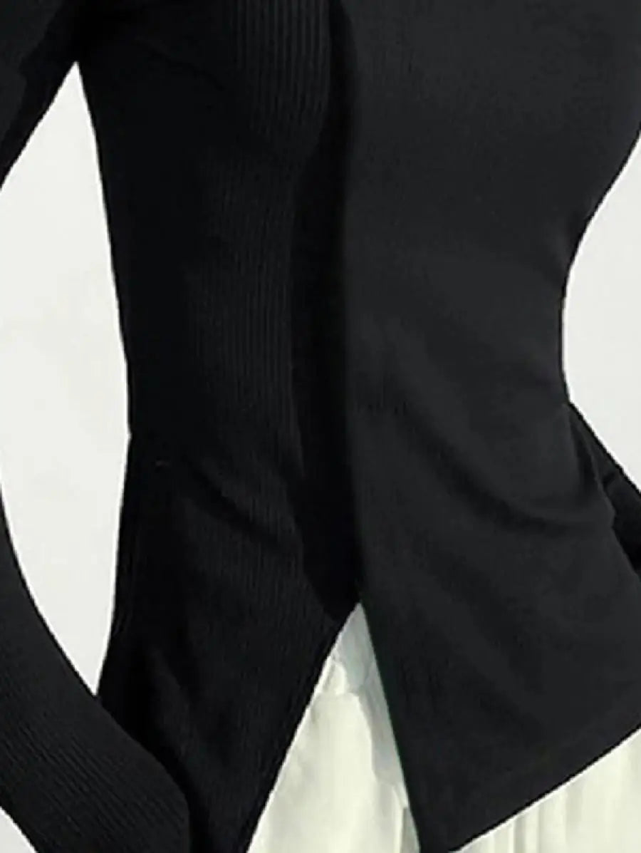 Long Sleeves Split Bottom Top
