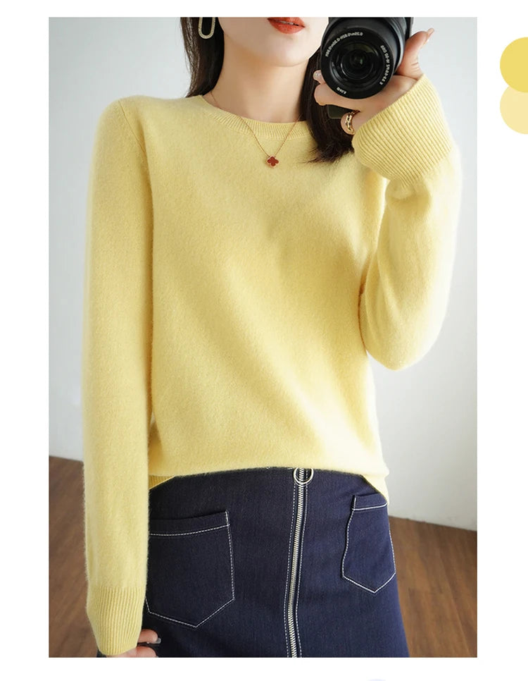 Cashmere Crew Neck Pullover Knit Sweater