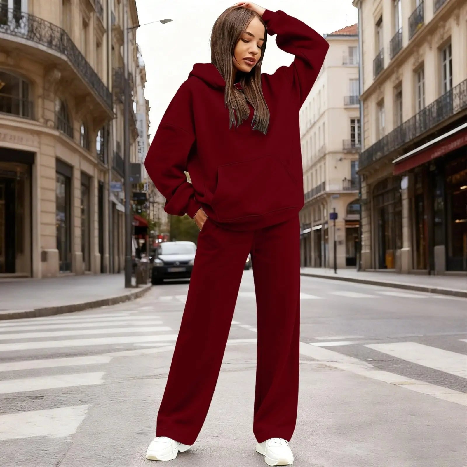 2 PiecePullover Tops And Wide Leg Pants Sweatsuit