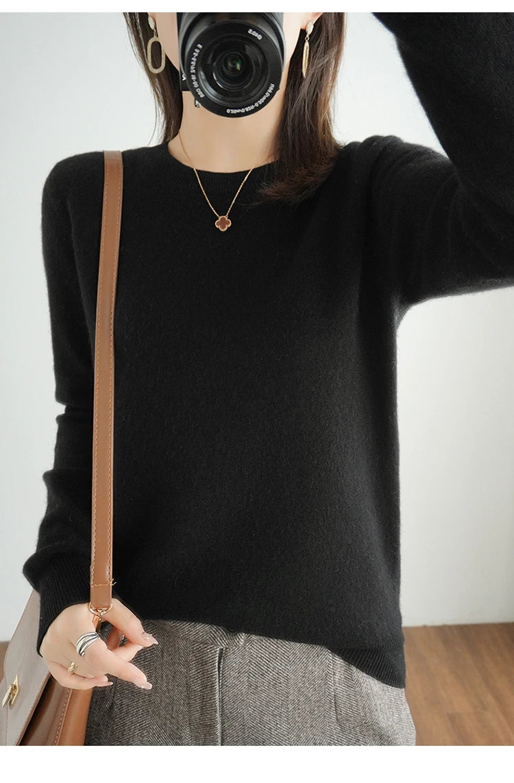 Cashmere Crew Neck Pullover Knit Sweater