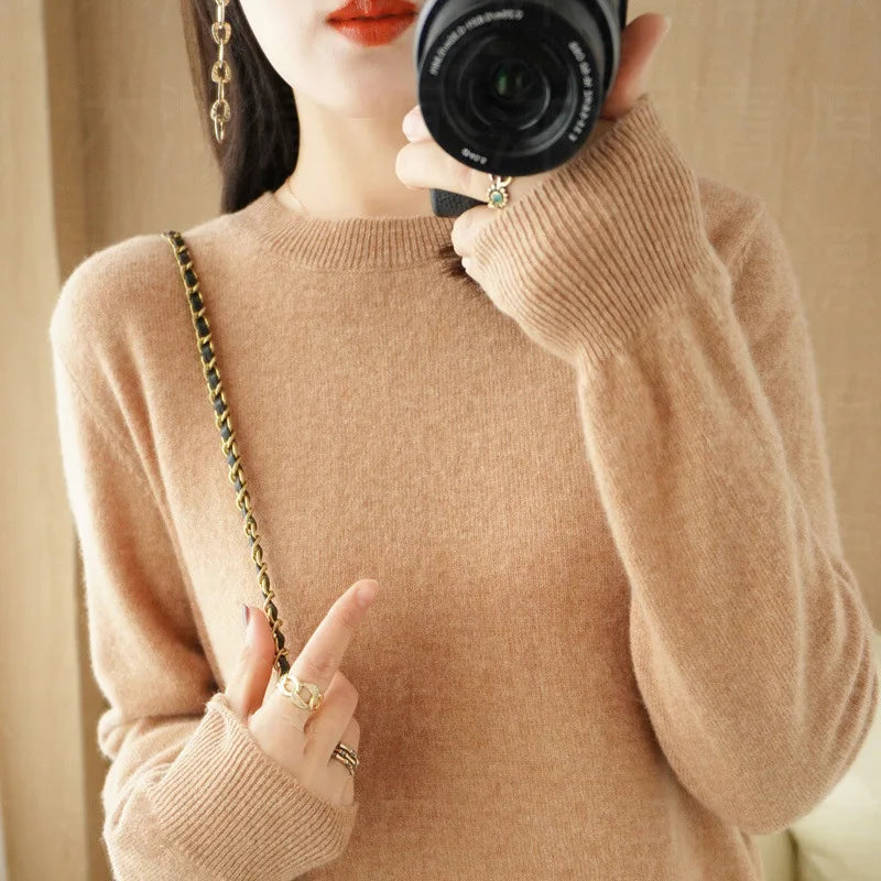 Cashmere Crew Neck Pullover Knit Sweater