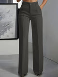 Hiigh-waisted, straight-cut, suit pants