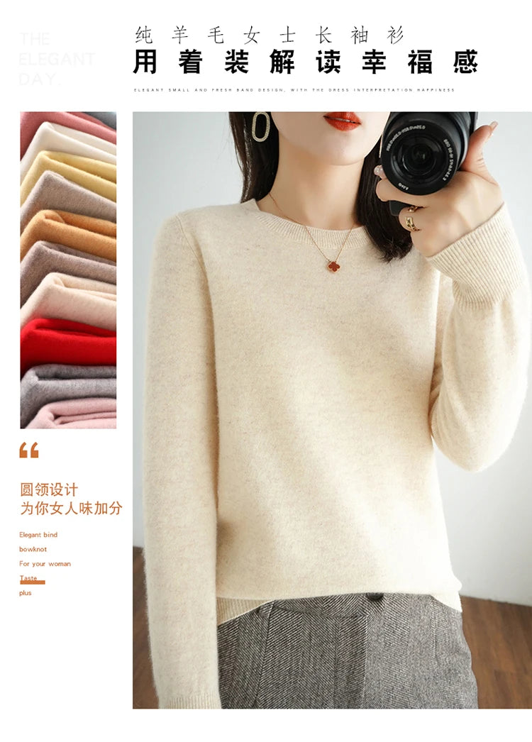 Cashmere Crew Neck Pullover Knit Sweater