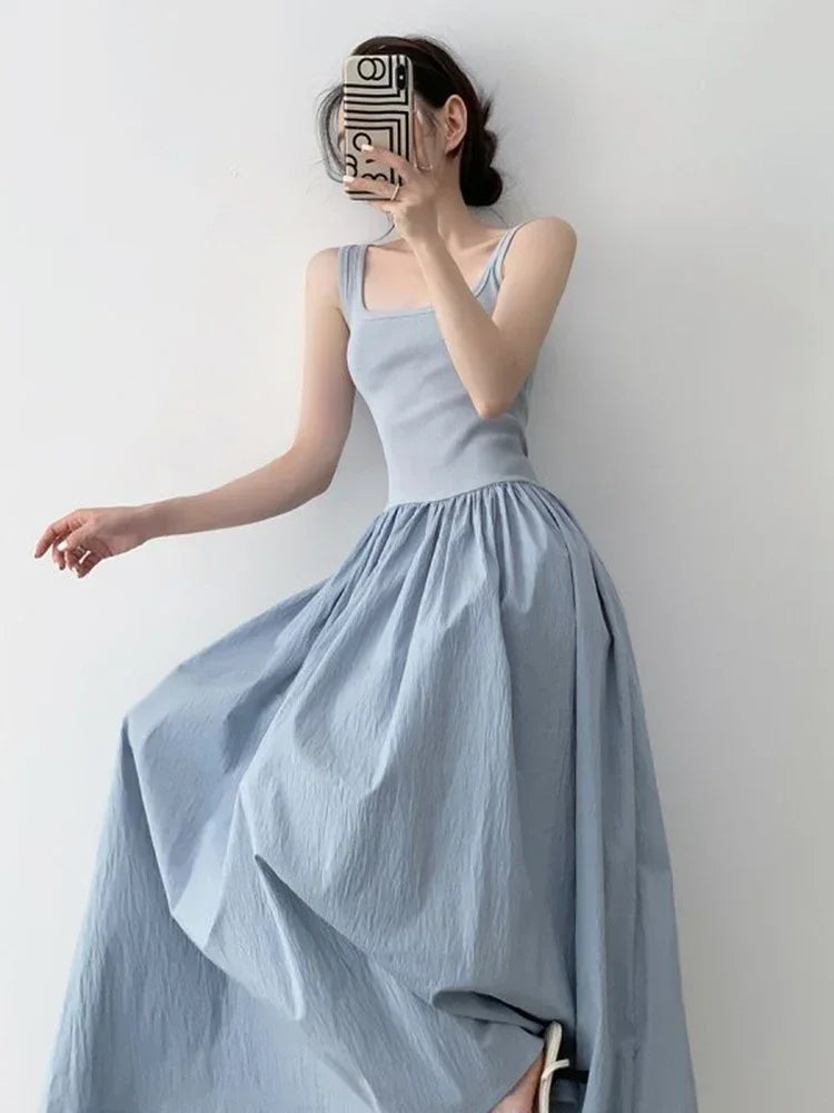 Women's Vintage Sleeveless Square Neck Dress