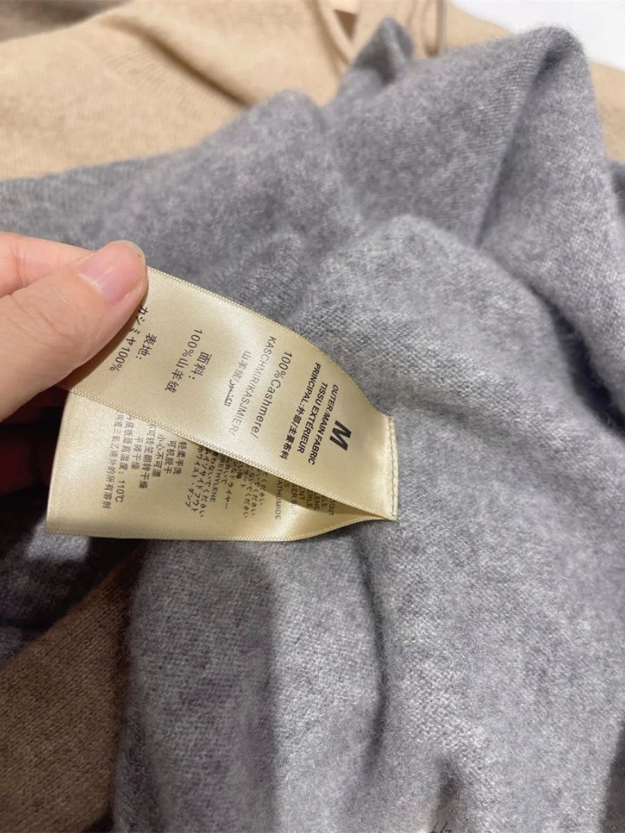 Women's 100% pure cashmere free collar slim sweater